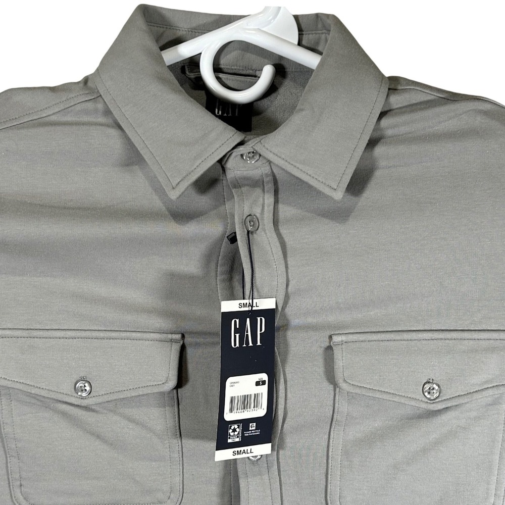 Gap Mens Long Sleeve Knit Button‎ Down Shirt Grey Size Small New